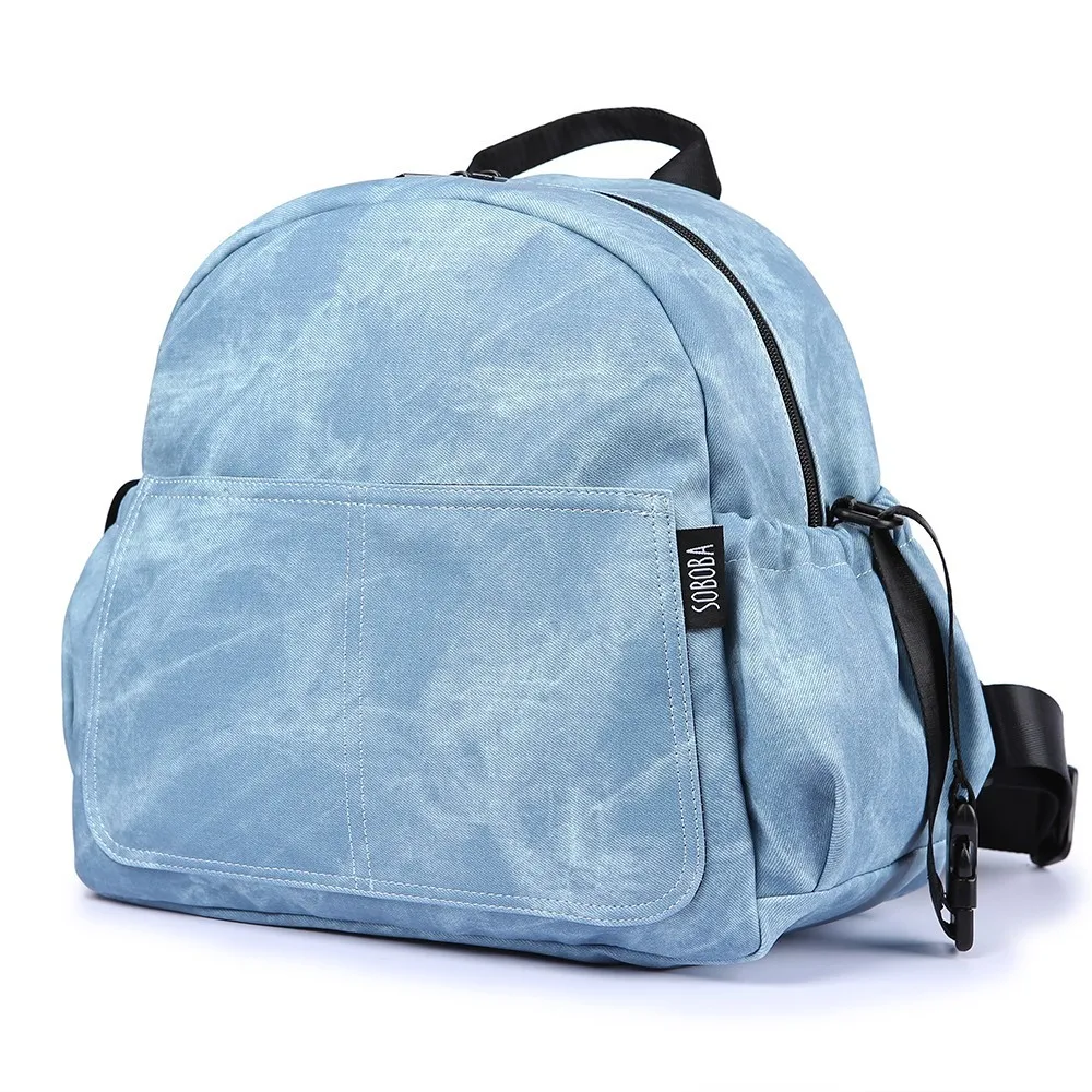 Fashion Large Capacity Baby Diaper Bag Stylish Stroller Backpack for Nappy Changing Blue Maternity