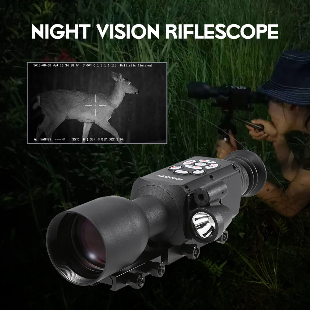 

Night Vision Riflescope Hunting Nightshot Monocular Rang Finder Wifi GPS Riflescope Ballistic Computer Scope 1080p Video Photo
