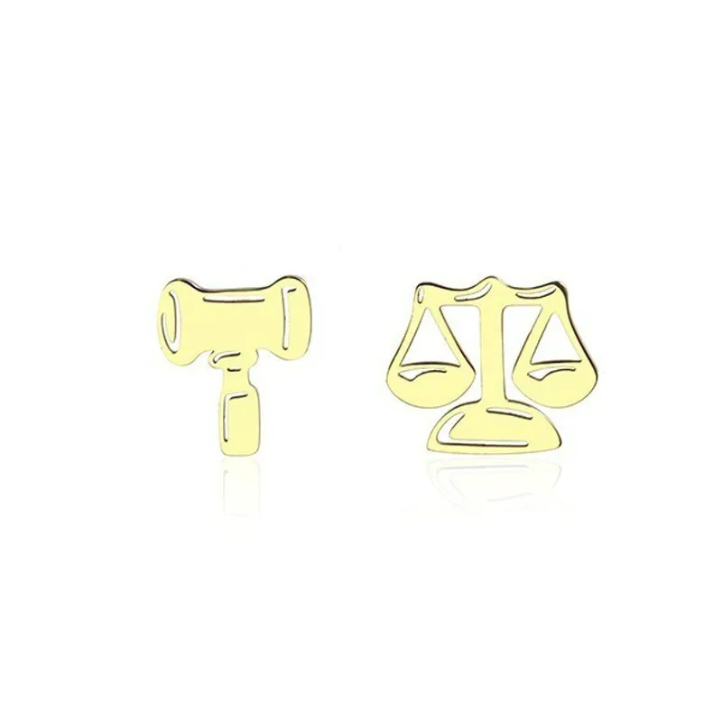 

2019 Personalized Stainless Steel Gold Hammer Earrings Scales Earrings Libra Souvenirs Give Lawyers The Best Gift Stud Earrings