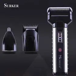 SURKER SK-7211 3 в 1 перезаряжаемая Водонепроницаемая электробритва триммер для бороды бритва для носа машинка для стрижки волос ЕС вилка подарок