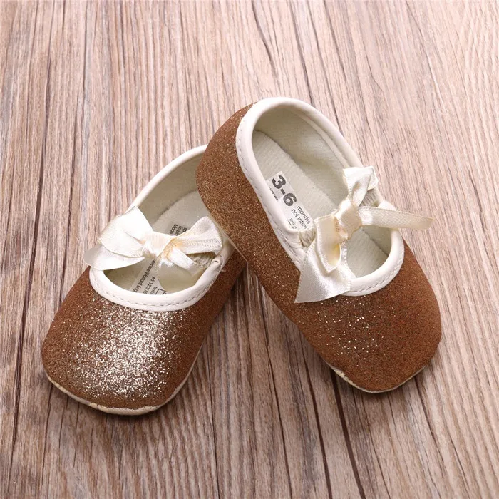 Мягкая подошва для маленьких девочек принцесса Бант анти-клип хлопок малыш дети младенец новорожденный обувь для новорожденных платье Prewalker