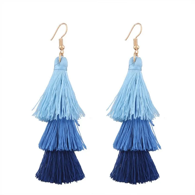 

Boho Dangle Earrings 85mm Bohemian Tassel Drop Earrings with Alloy Hook for Party