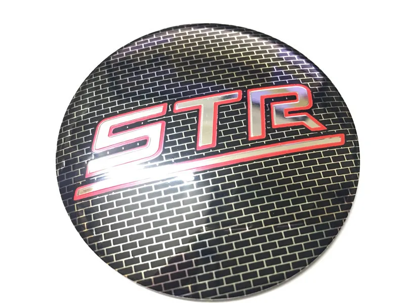 4Pcs Car Black Grid STR Aluminum Car Wheel Center Caps Sticker Emblem Decoration