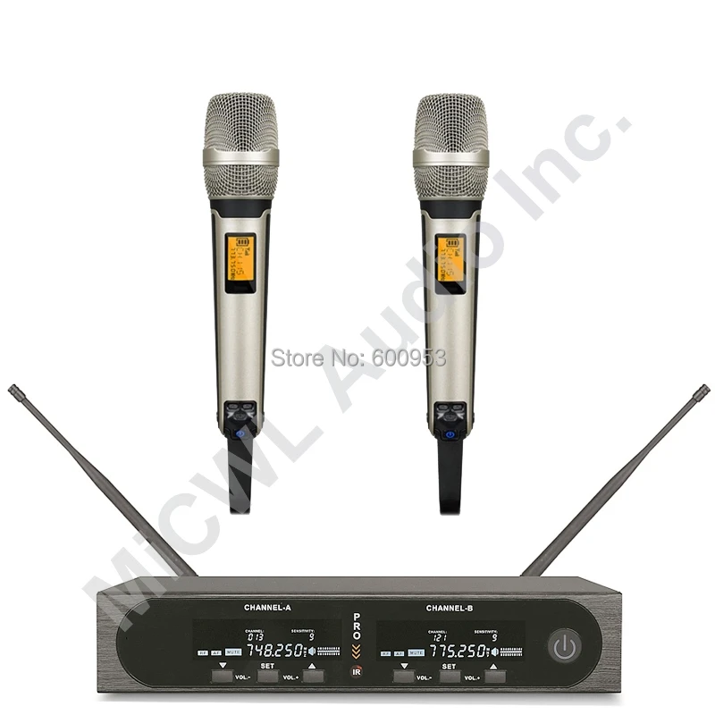 

MiCWL SKM9000 2 Dual Channel Champagne Gold Black Digital Wireless Handheld Microphone System Stage Performance Mic System