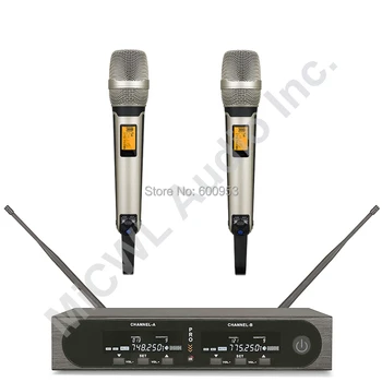 

MiCWL SKM9000 2 Dual Channel Champagne Gold Black Digital Wireless Handheld Microphone System Stage Performance Mic System