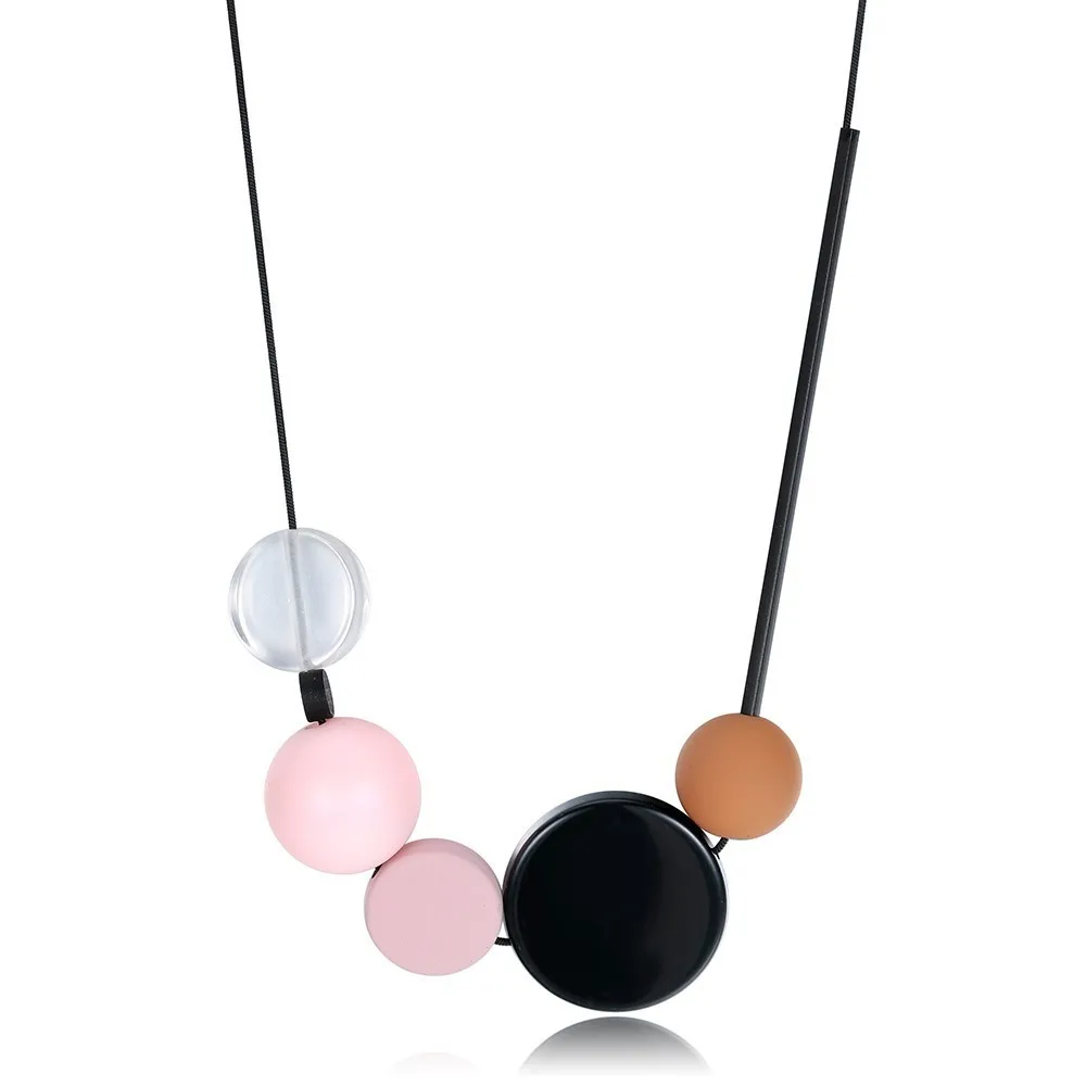 

Meyfflin Acrylic Long Necklaces & Pendants for Women Fashion Geometric Ball Necklaces Collier Black Chain Choker Jewelry Koyle