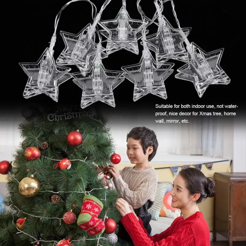 3M LED Star Shape String Lights Clip Battery Powered String Fairy Lights Wire Lamp Party