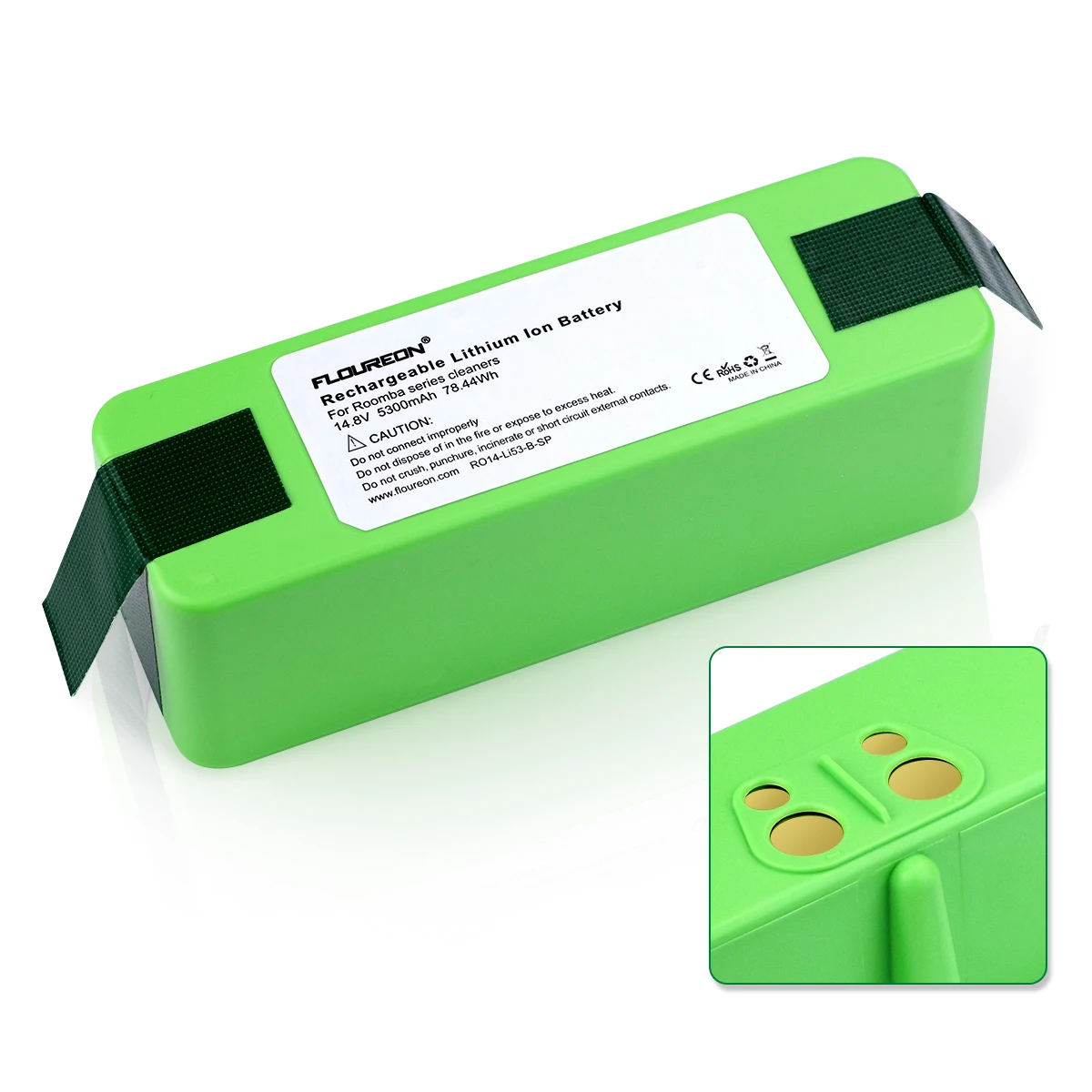 

Floureon 14.8V 5300mAh Li-ion Battery Compatible for iRobot Roomba 500 600 700 800 Series green color