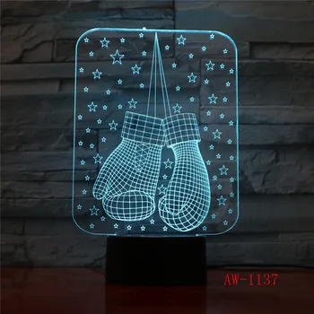 3D USB 장갑 테이블 램프 비주얼 LED 7 색 분위기 디밍 수면 야간 조명 어린이 완구 전등 설비 침실 장식 선물 AW-1137