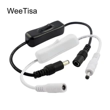 Interrupteur en ligne 5.5, 12V DC, câble d'alimentation mâle femelle, 2.1x304mm, connecteur ON/OFF, 5V, 12V, 24V, pour bande lumineuse