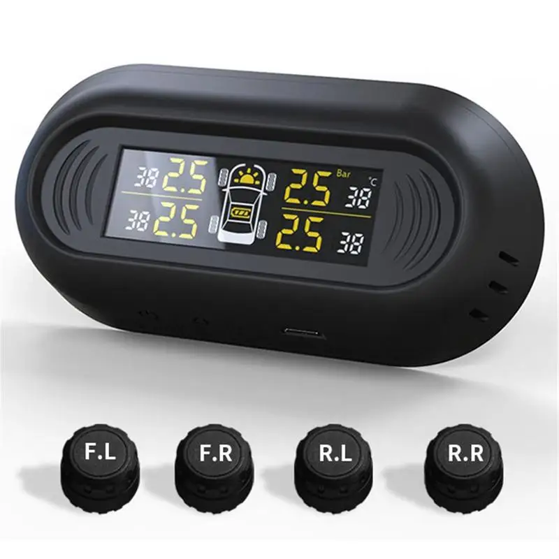 

New High Quality Mini Windshield Wireless Digital Gauge Car TPMS Solar Power Tire Pressure Monitoring System Car Accessories