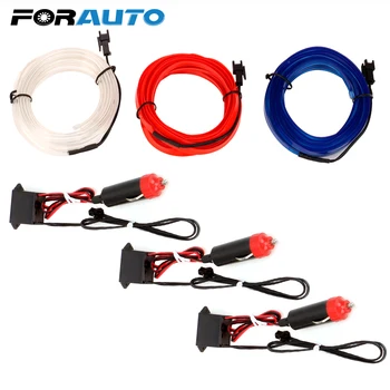 

FORAUTO 3 Miter Flexible Neon EL Wire Car 12V LED Cold lights Car styling Decorative Lamp Light Strips Auto Lamps