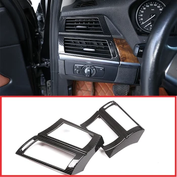 

For BMW X5 X6 E70 E71 2008-2013 Car Accessories Carbon Fiber 2 Pcs ABS Car Front Side Air Conditioning Vent Frame Trim