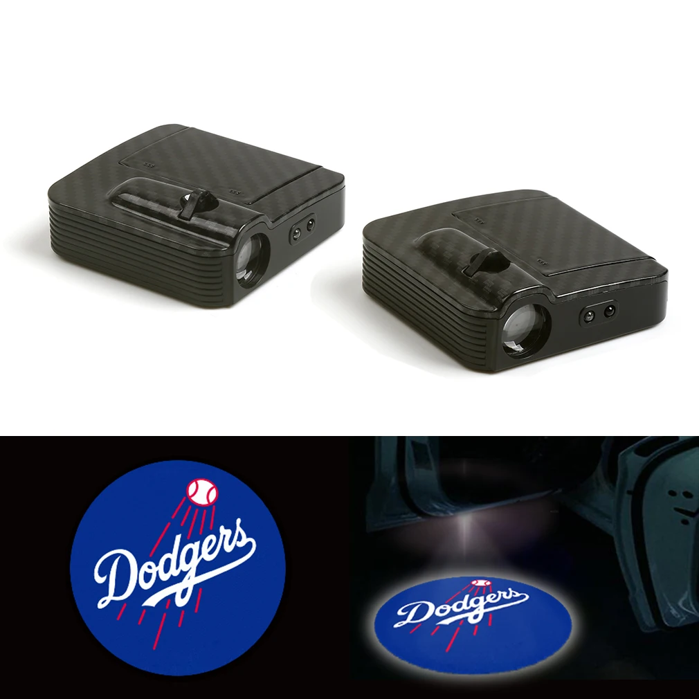 

New Fit For LA Dodgers Logo Car Door Wireless 7W LED Laser Projector Ghost Shadow Light 12V Pair