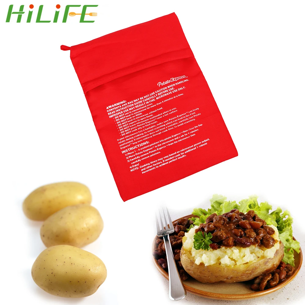 HILIFE Washable Cooker Bag Quick Fast Baked Potatoes Rice Pocket Microwave Baking Potatoes Bag Easy To Cook Steam Pocket