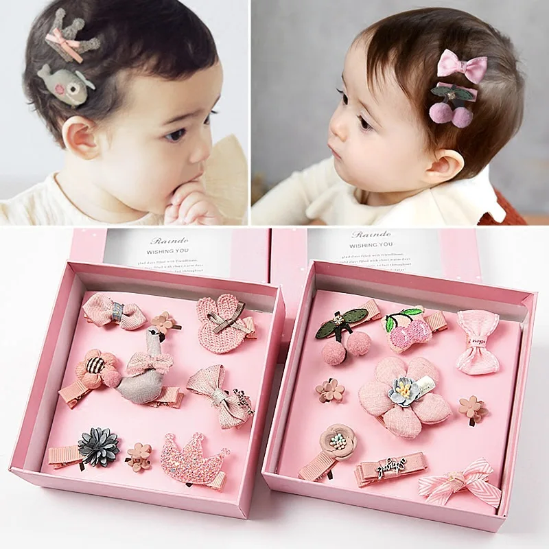 8pcs Headwear Set Baby Girl Hair Accessories Children Ribbon Bow Hair