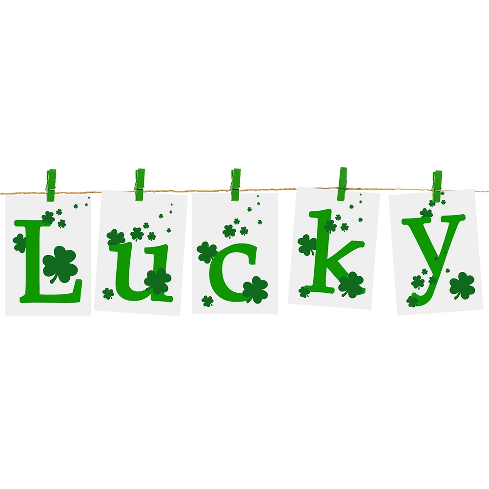 

1pc Clover Banner Beautiful Paper Creative String Hanging Decoration Bunting for St.Patrick’s Day