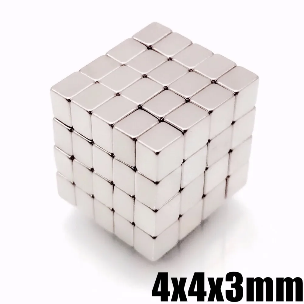 

50/100pcs 4x4x3 small size N50 Grade Block Neodymium Magnet 4mm x 4mm x 3mm Super Strong Cuboid Rare Earth Magnets 4*4*3