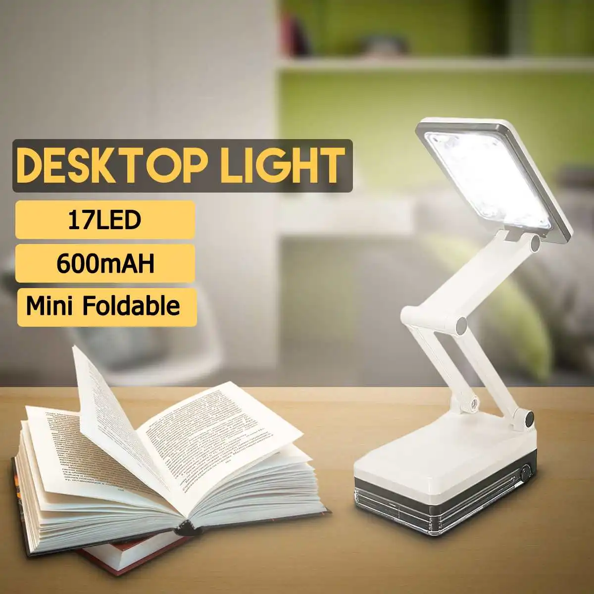 

17 LED Desk Lamp Table Light Rechargeable Foldable Reading Bedside Book Desk Light Home Gift Adjustable 2 Modes