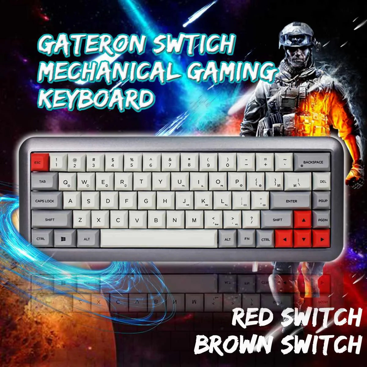 

Gateron Switch DSA Profile Dye-sub PBT Keycaps GK68 68 Key Hot-swappable Type-C Wired Mechanical Gaming Keyboard for-Mac OS Wins