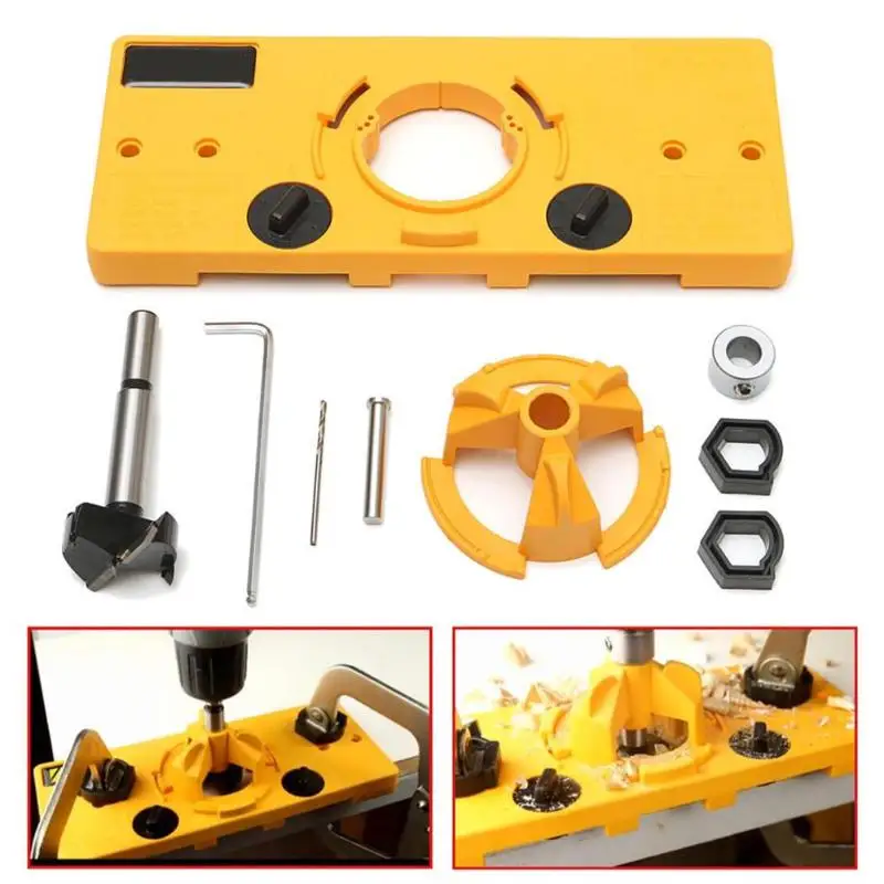 

35mm Forstner Hinge Hole Saw Jig Drilling Guide Locator Hole Opener Door Cabinets DIY Tool for Woodworking