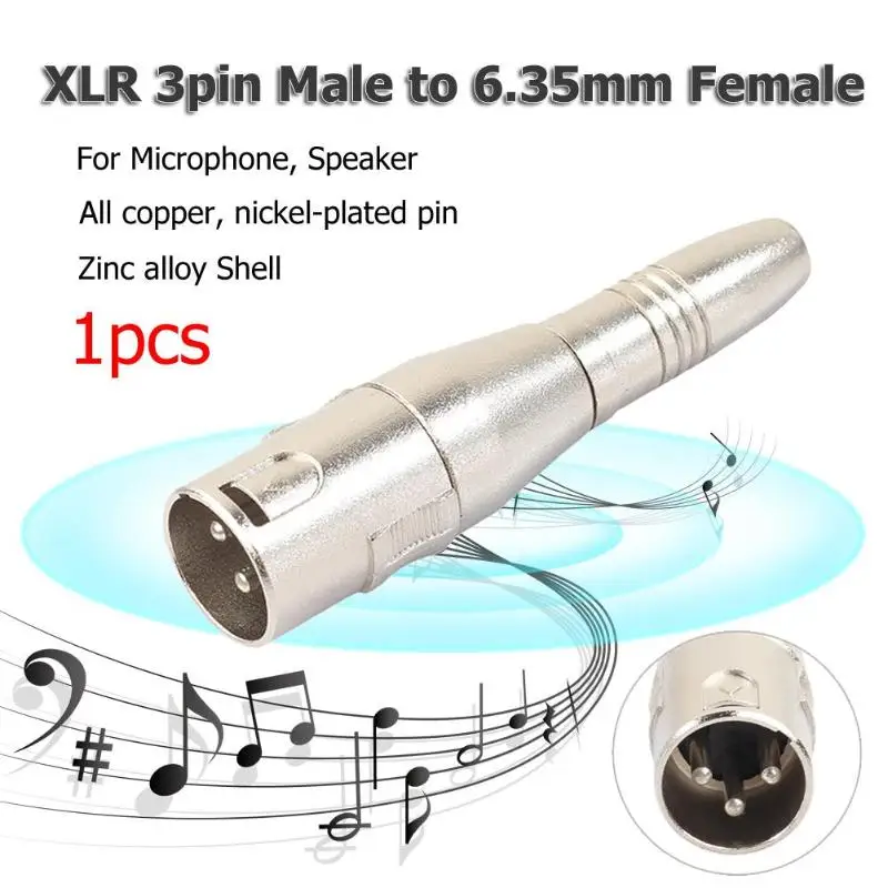 1 шт. XLR 3pin папа до 6 35 мм 1/4in гнездо стерео аудио кабель Mic адаптер Коннектор