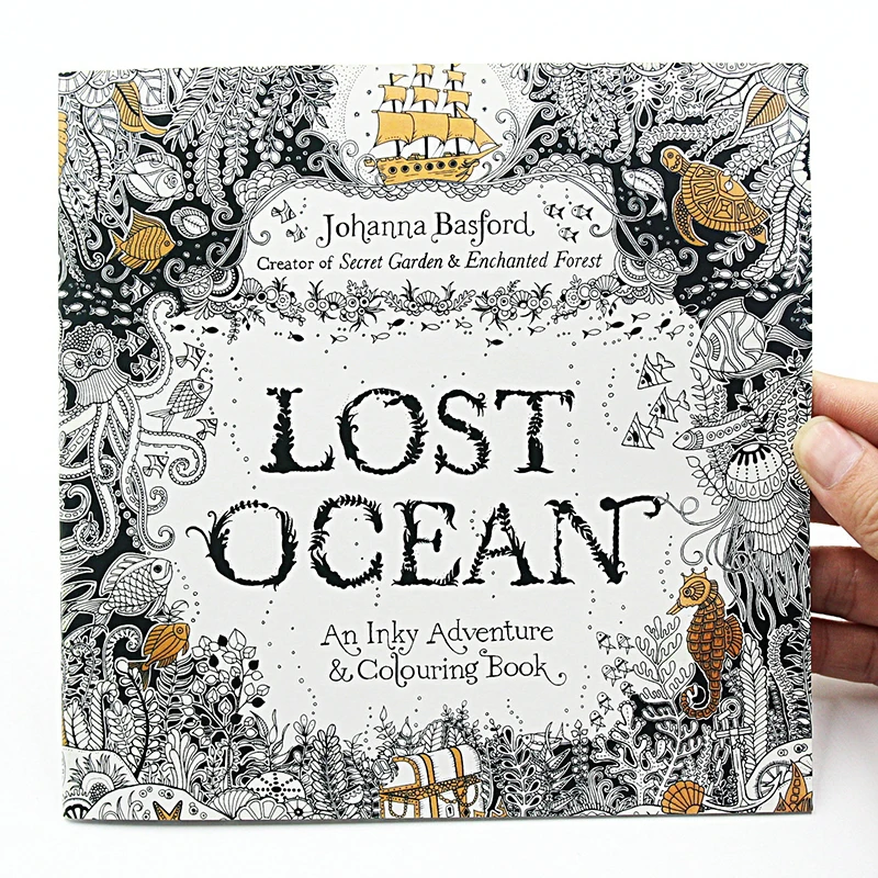 

1PCS New 24 Pages Lost Ocean Inky Adventure Coloring For Children Adult Relieve Stress Kill Time Painting Drawing Art Book