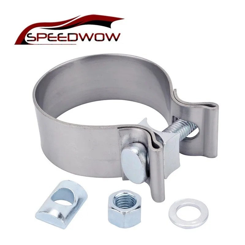 

SPEEDWOW Universal Silver 2.0" 2.25" 2.5" 3.0" 4.0" Inch High Strength Butt Joint Stainless Steel Exhaust Clamp Kit Car Parts