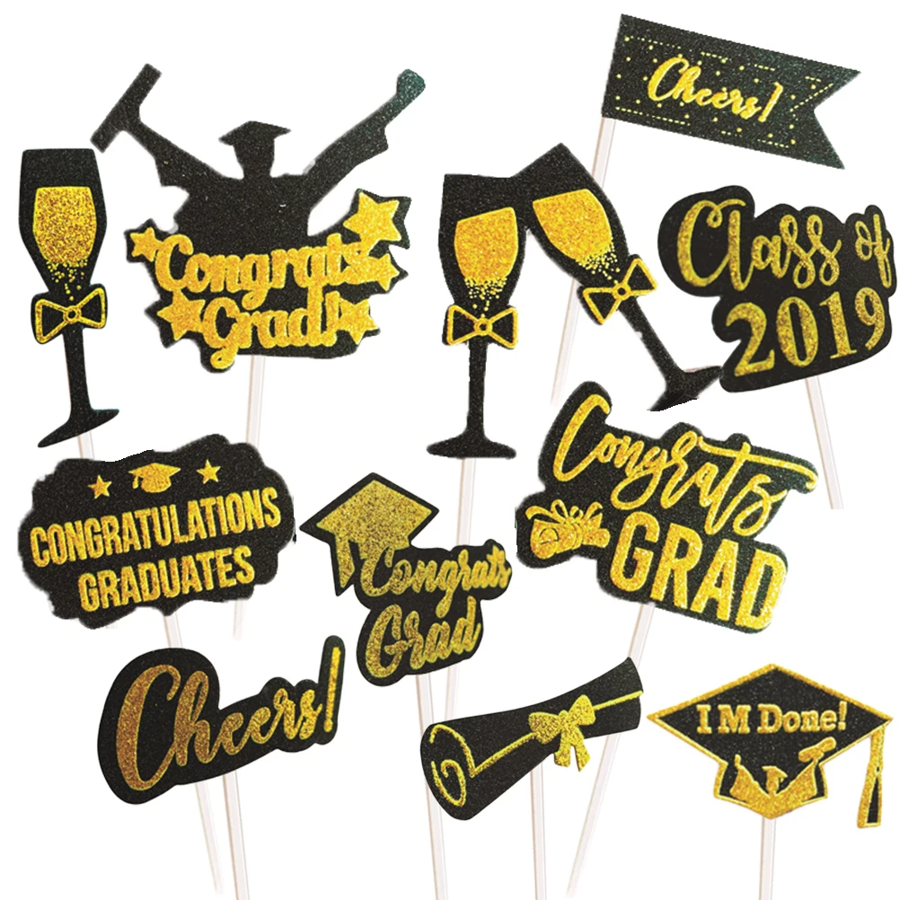 

11pcs 2019 Graduation Party Decorations Cake Topper Cake Fruit Pick Decoration for Graduation Party Favors Supplies