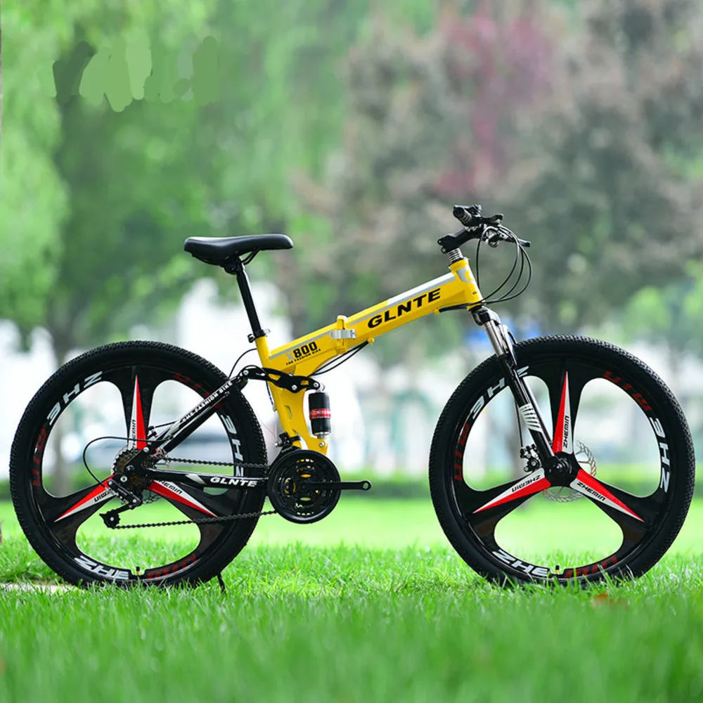 

New X-front 26 Inch Carbon Steel Damping Folding Bike Frame Mountain Bicycle 27 Speed Disc Brakes One Wheel Mtb Bicicleta