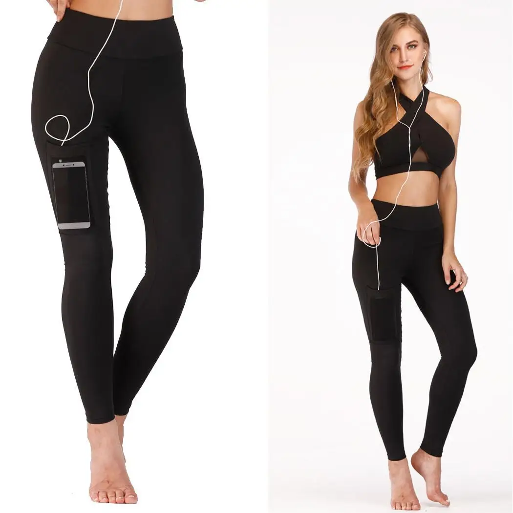 Women Tight fitting Yoga Pants with Phone Pocket Quick Dry Slim Sports