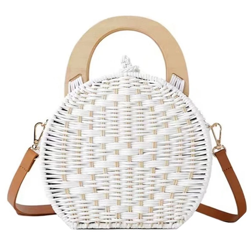 

Round Rattan Beach Small Messenger Bag Single Shoulder Crossbody Hand Bags For Women Ladies Female Hand Woven Outdoor Bag Tote