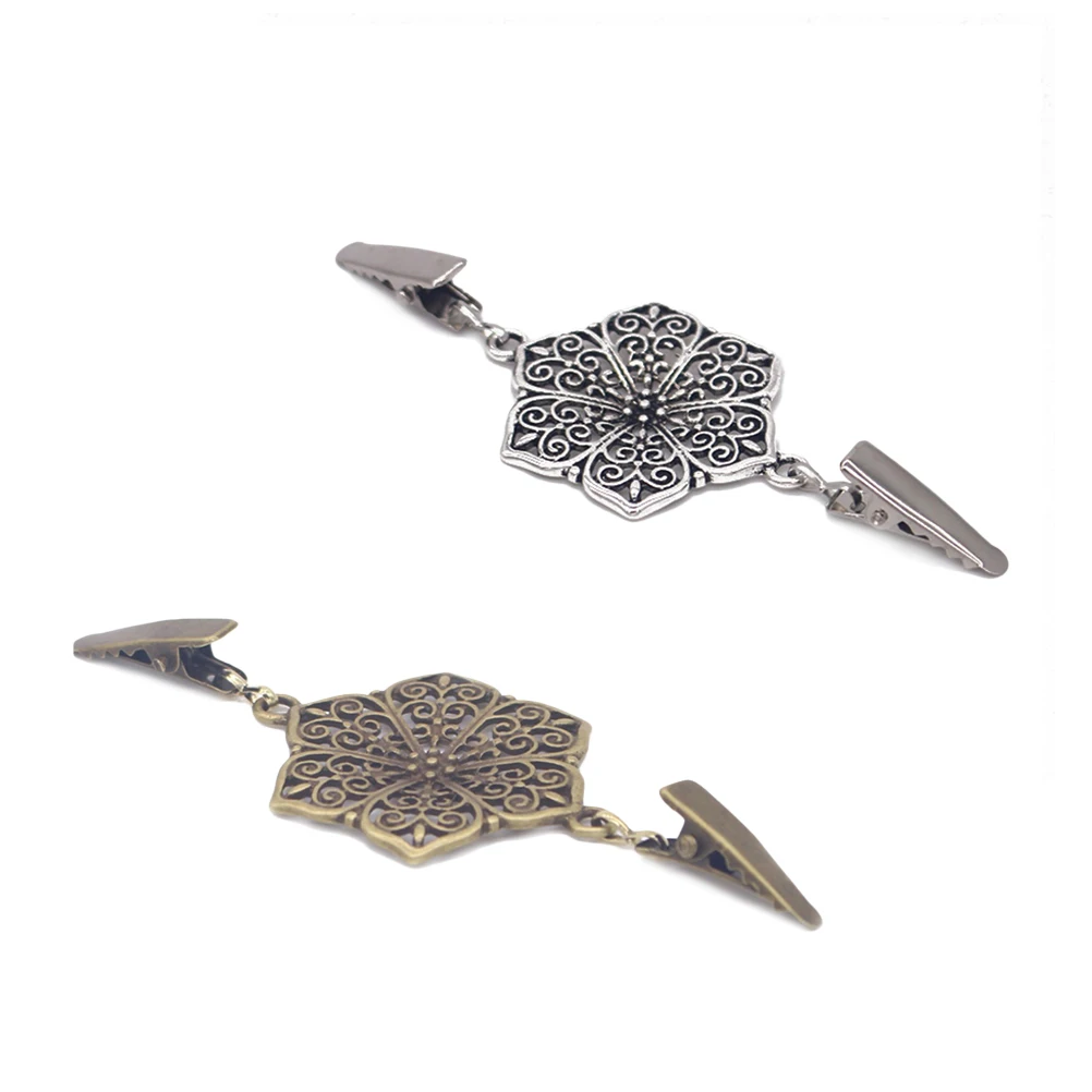 2PC Sweater Clips Hollow Fashion Alloy Plating Retro Sweaters Scarves Blouse Shawl Buckles Brooches | Дом и сад