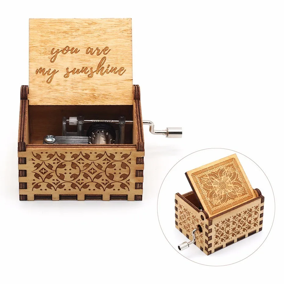 

New Arrivals You are my sunshine star war Happy birthday game of thrones wooden music box birthday party favors gift for kids