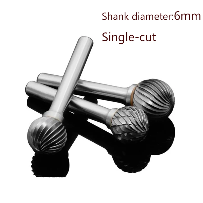 1 шт. 6 мм хвостовик Вольфрамовая сталь Burr резак одинарный шлифовальный резьбовой головки роторные файлы фреза для полировки металла D Тип