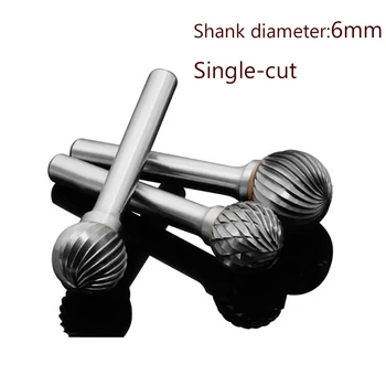 

1pc 6mm Shank Tungsten Steel Burr Cutter Single-cut Grinding Carving Head Rotary Files Router Bit For Metal Polishing D Type