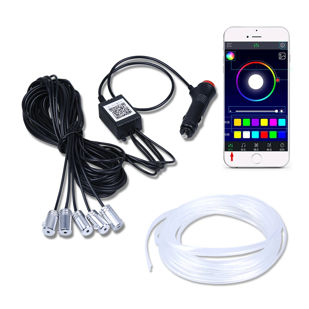 

Sound Active RGB LED Multicolor EL Neon Strip Light Bluetooth 12V Car Styling Interior Decorative Atmosphere Lamps