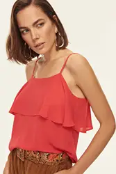 Красная блузка с открытыми плечами Trendyol TOFSS18LZ0029