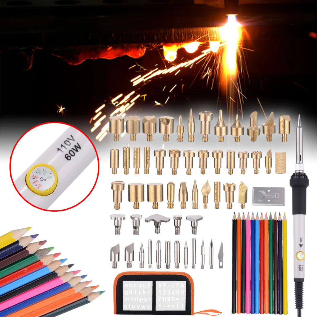 

71Pcs Soldering Tips New 60W Wood Burning Pen Stencil Set Soldering Tool Crafts Pyrography Kit For Wood Carving