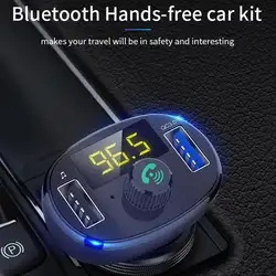 Новый громкой связи Bluetooth гарнитура для MP3 плеер FM передатчик QC3.0 Беспроводной Bluetooth Автомобильный USB Зарядное устройство FM модулятор