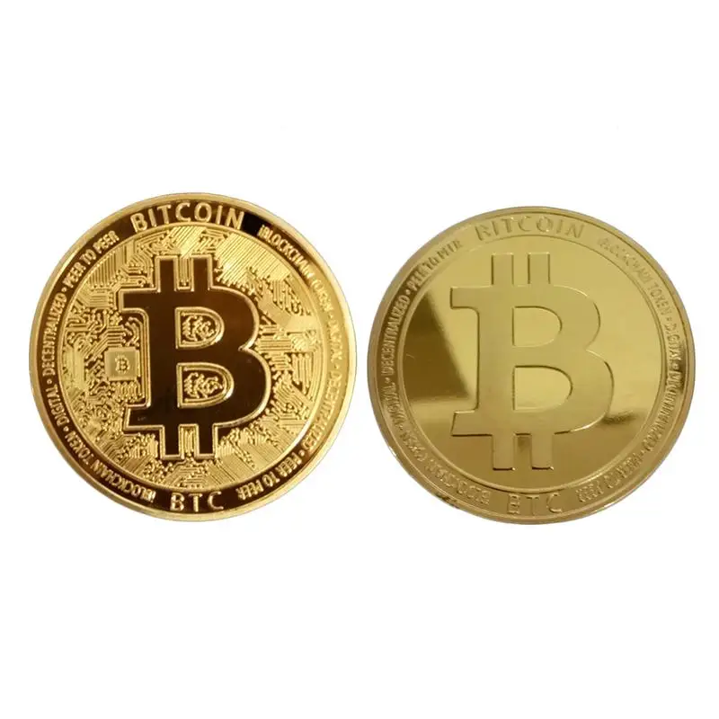 1pc Gold Plated Physical Bitcoins Bit Coin BTC With Case Gift Physical Metal Antique Imitation BTC Coin Art Collection