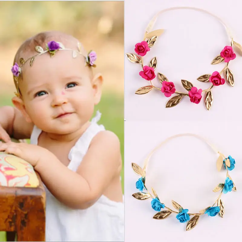 4 Colors Toddler Kid Baby Girl Headwear Rose Flower Head band Headwear
