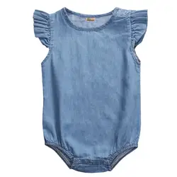 Лето 2018, джинсовый комбинезон для новорожденных девочек, комбинезон с рукавами лотоса, одежда, костюм для подвижных игр
