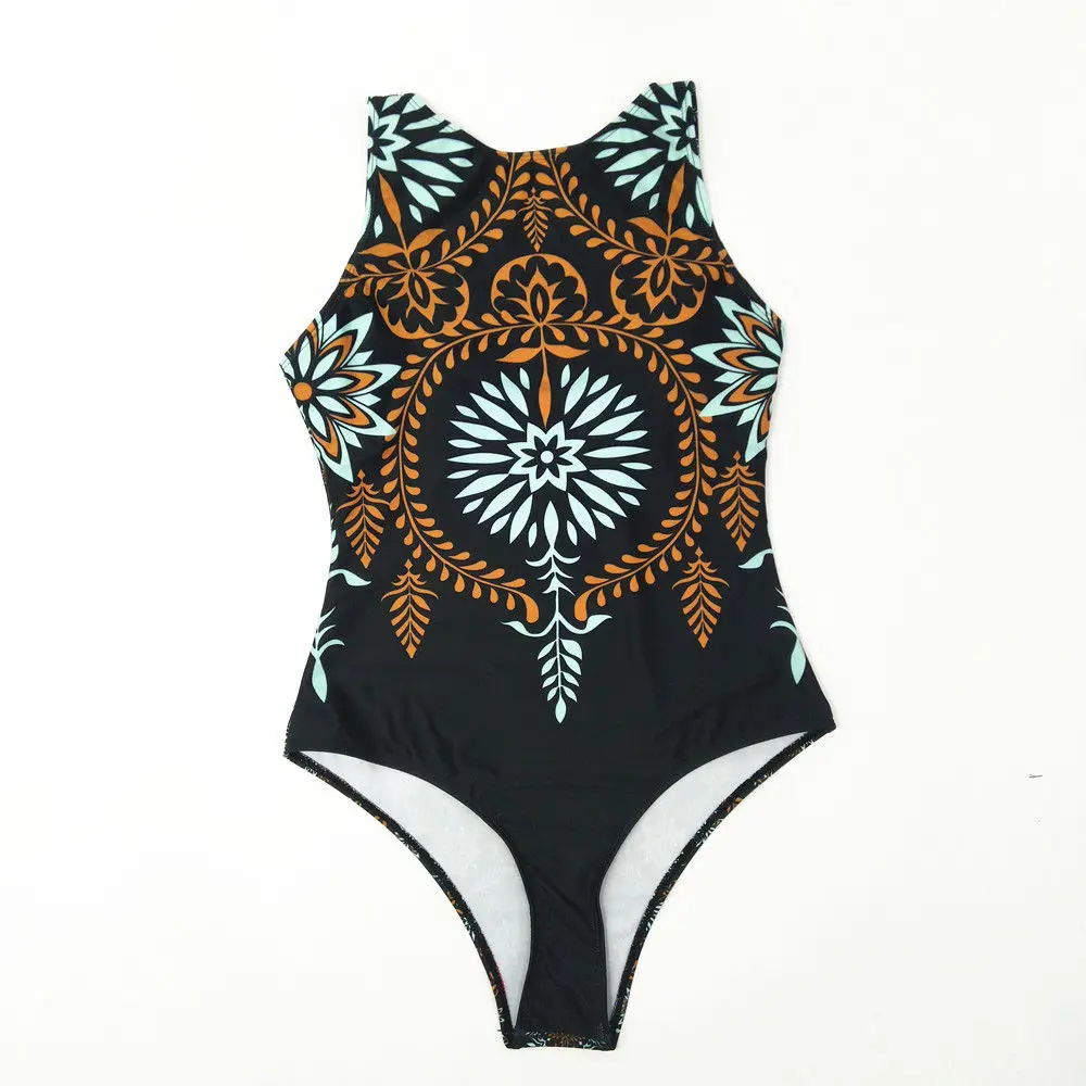 

2019 New Floral Printed Women One Piece Bathing Monokini Push Up Padded Bikini Beach Wear Swimsuit Swimwear Swimming Costume