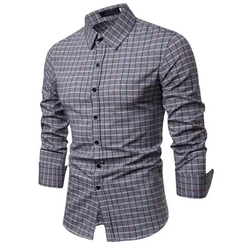 

2019 New mens shirts slim fit Plaid shirts Luxury Stylish Smart Casual Shirt