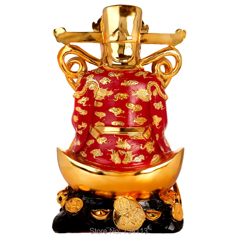 Dios de la riqueza Buda Kaiguang Fortuna ornamentos Wencai Dios Buda estatua casa empresa regalos de la suerte adoración dioses 31 cm altura