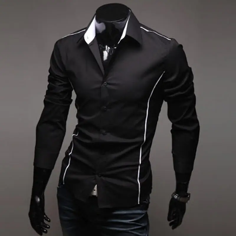 

Muscle Fit shirt 3 colors for 2018 men's luxury fashion casual long-sleeved bodice dress shirt