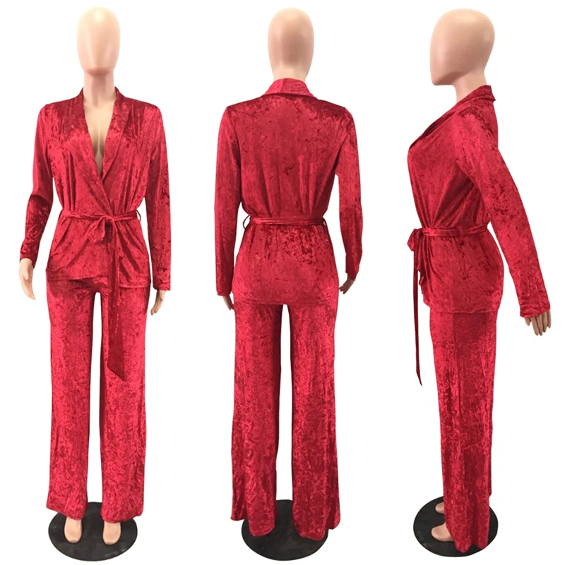 DRESSMECB Модный повседневный Бархатный комплект из двух предметов 2018 новый осенний