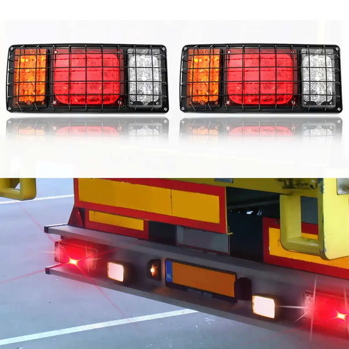 

2pcs 12v/24v 32 LEDs Stop Rear Turn Signal Lorry Stop Rear Tail Indicator Reverse Lamps Lights Trailer Truck