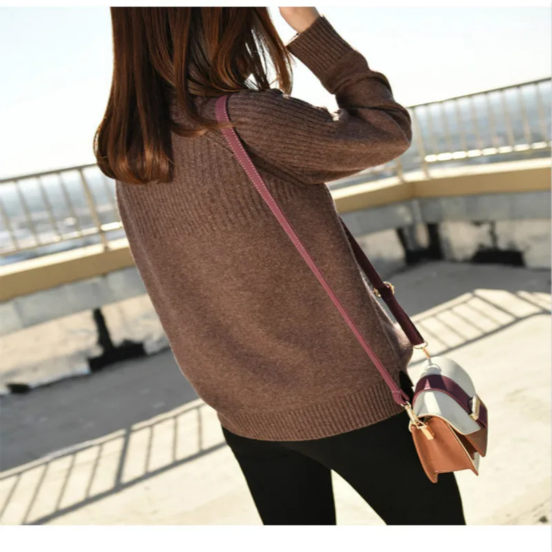 New Autumn and Winter Women's Cashmere SweaterHigh Collar Thickening Pullover Large Size Loose Sweater Knit Wool Shirt